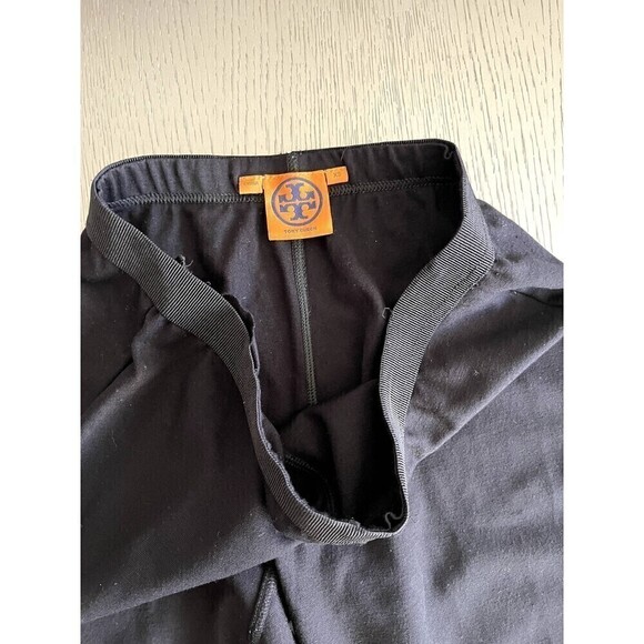 Tory Burch Black XS Pants Ribbed Leather Knee Patch Inseam 27" Great Condition - Picture 5 of 9